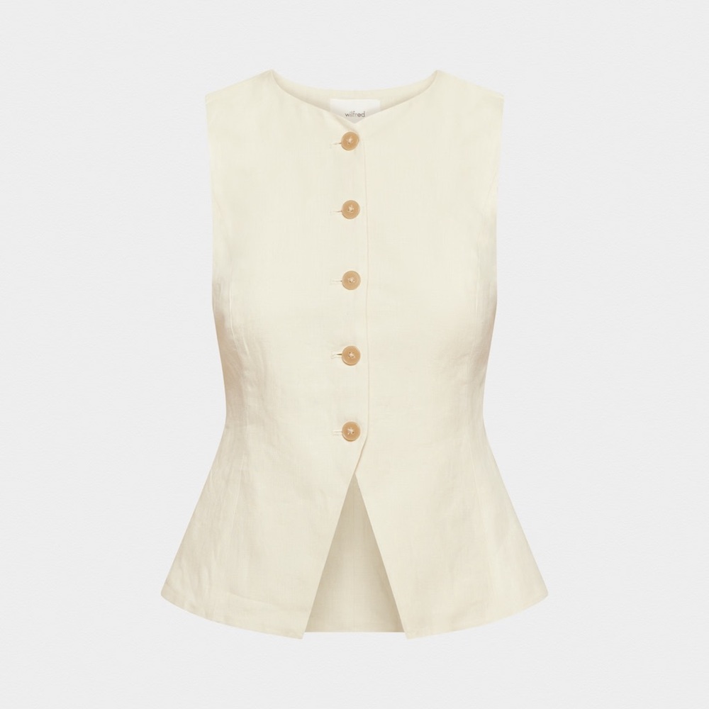 Aritzia regal linen vest top, size 8, birch